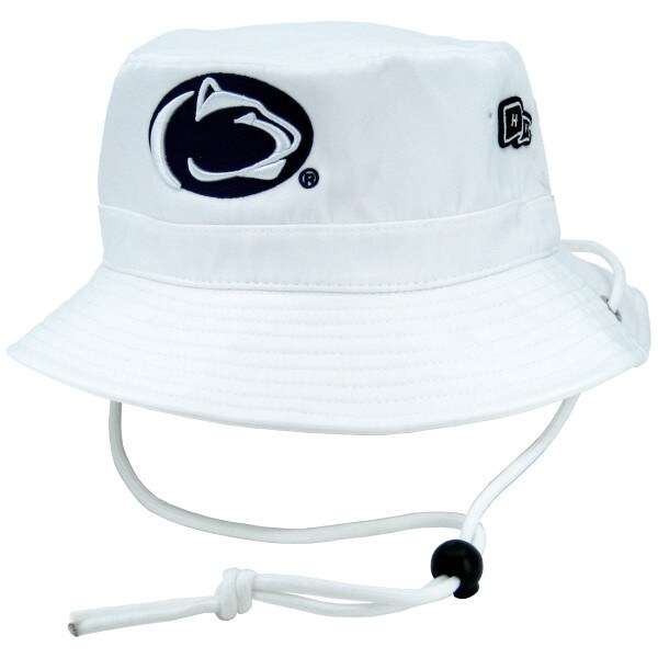white Hype and Vice waterproof bucket hat with Penn State Athletic Logo